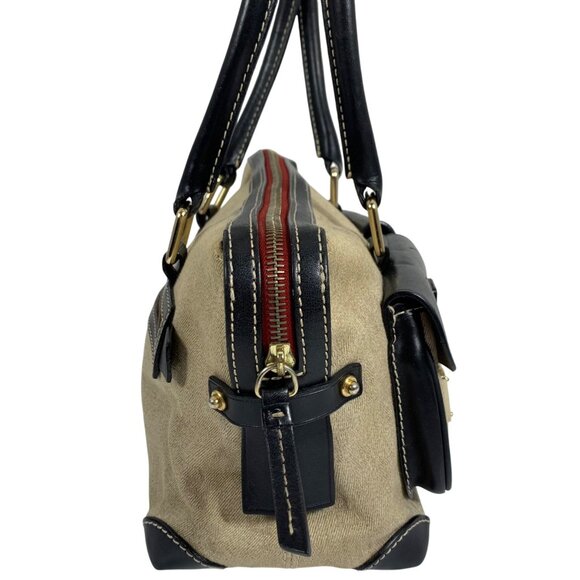 DOONEY BOURKE Monogram Logo Canvas Leather Shoulder Bag Satchel Double Pockets - Picture 4 of 16